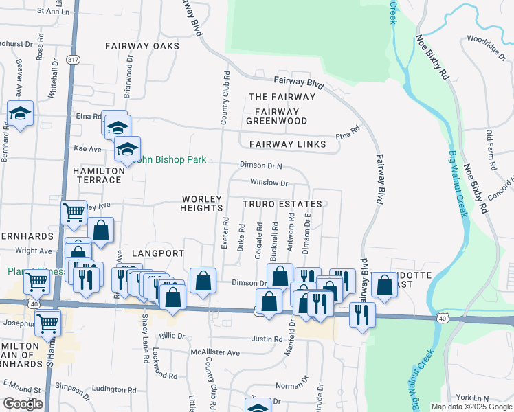 map of restaurants, bars, coffee shops, grocery stores, and more near 865 Colgate Road in Columbus