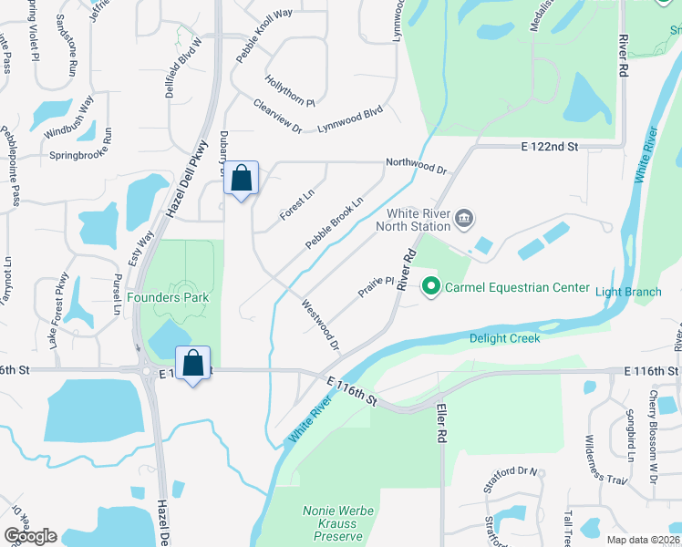 map of restaurants, bars, coffee shops, grocery stores, and more near 11827 Hoster Road in Carmel