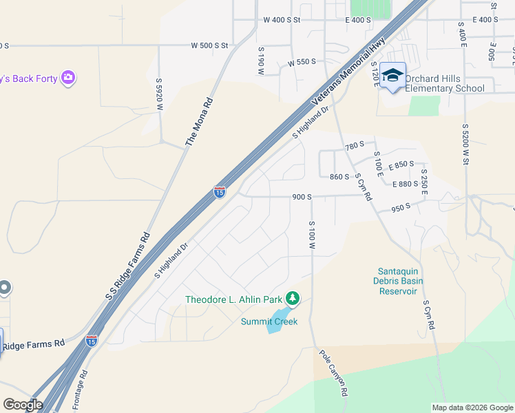 map of restaurants, bars, coffee shops, grocery stores, and more near 949 Red Cliff Drive in Santaquin