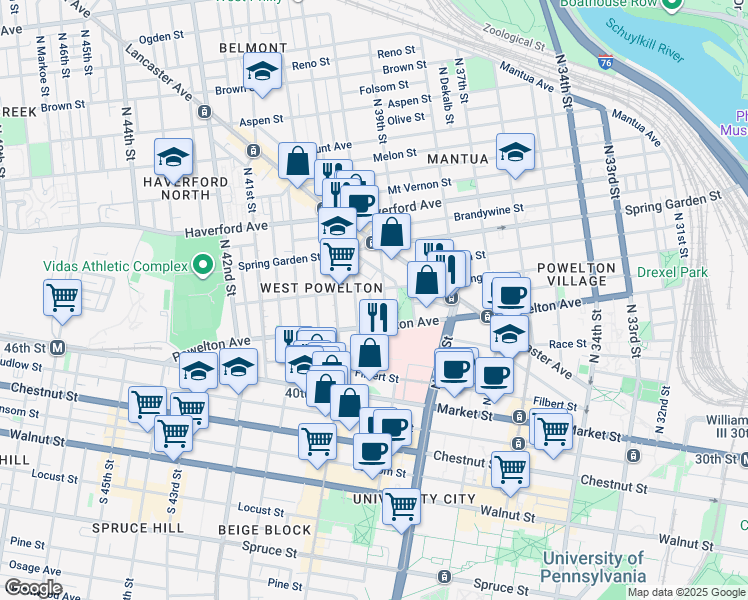 map of restaurants, bars, coffee shops, grocery stores, and more near 339 State Street in Philadelphia
