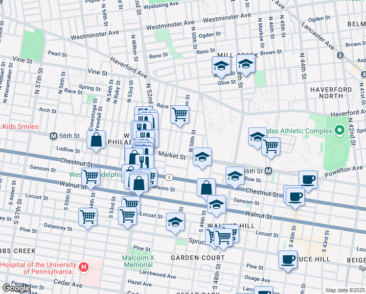 map of restaurants, bars, coffee shops, grocery stores, and more near 12 Farson Street in Philadelphia
