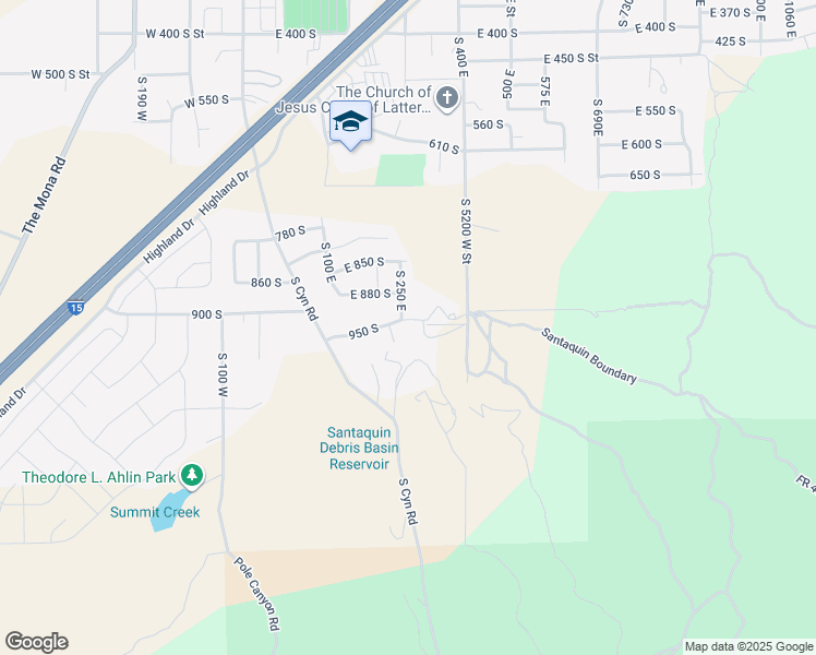 map of restaurants, bars, coffee shops, grocery stores, and more near 154 East 950 South in Santaquin