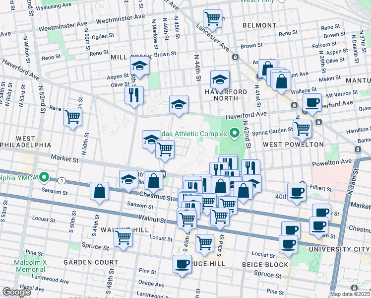 map of restaurants, bars, coffee shops, grocery stores, and more near 16 Rudy Robinson Way in Philadelphia