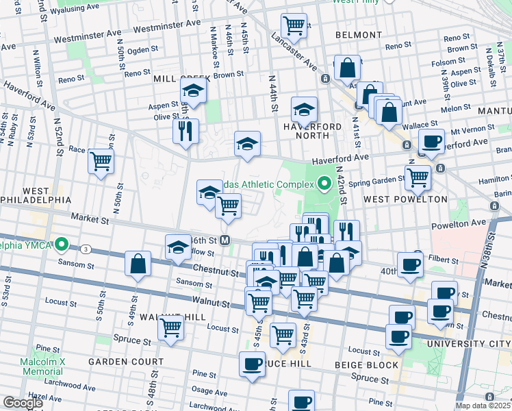 map of restaurants, bars, coffee shops, grocery stores, and more near 16 Rudy Robinson Way in Philadelphia