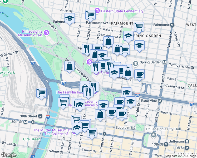 map of restaurants, bars, coffee shops, grocery stores, and more near 2014 Carlton Street in Philadelphia