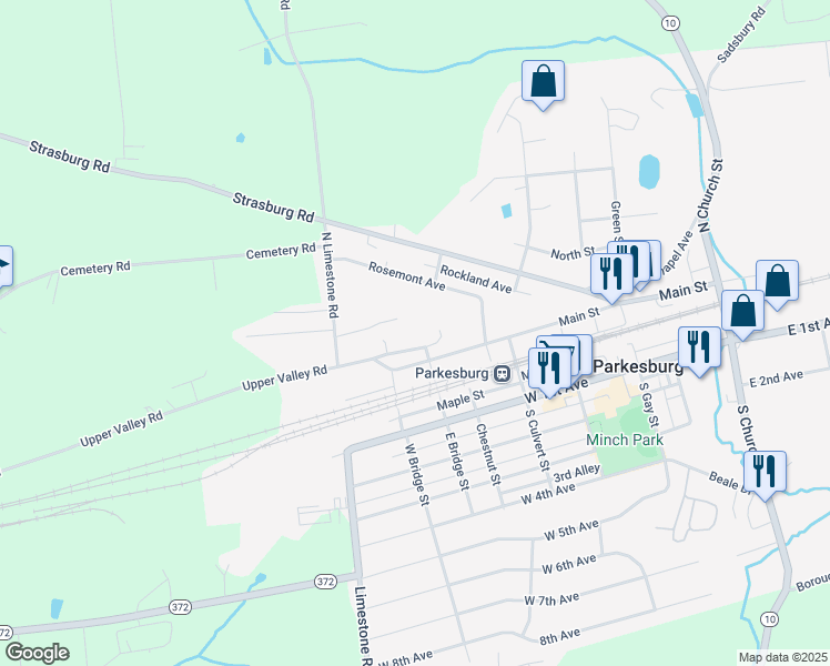 map of restaurants, bars, coffee shops, grocery stores, and more near 625 McCalls Ferry Road in Parkesburg