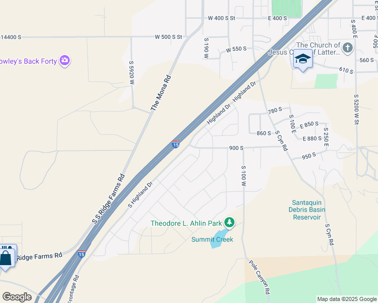 map of restaurants, bars, coffee shops, grocery stores, and more near East Veterans Memorial Highway in Santaquin
