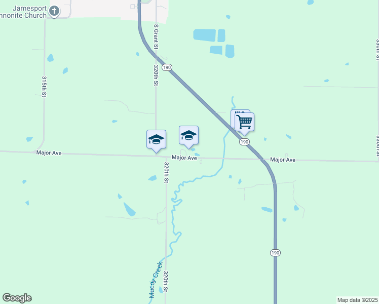 map of restaurants, bars, coffee shops, grocery stores, and more near Major Avenue in Daviess