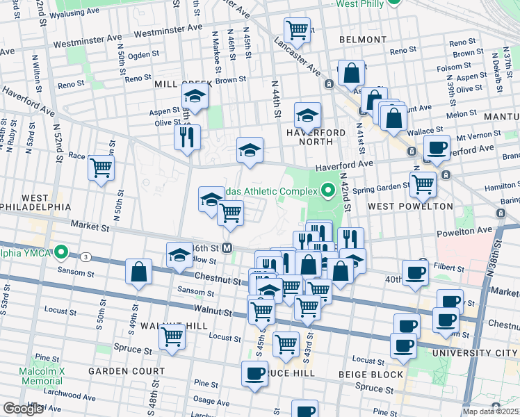 map of restaurants, bars, coffee shops, grocery stores, and more near 18 Rudy Robinson Way in Philadelphia