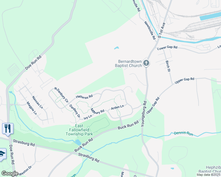 map of restaurants, bars, coffee shops, grocery stores, and more near 163 Milbury Road in Coatesville