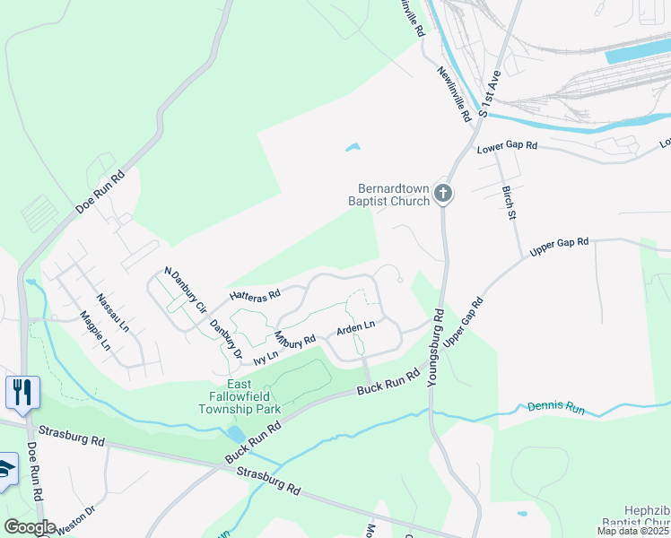 map of restaurants, bars, coffee shops, grocery stores, and more near 163 Milbury Road in Coatesville