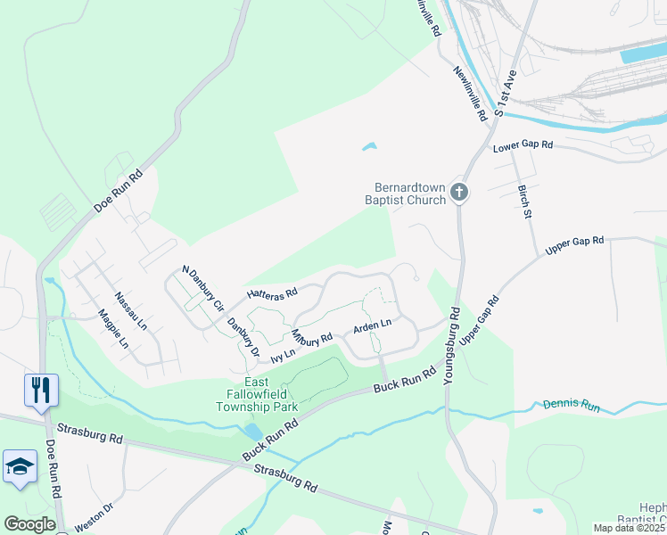 map of restaurants, bars, coffee shops, grocery stores, and more near 157 Milbury Rd in Coatesville