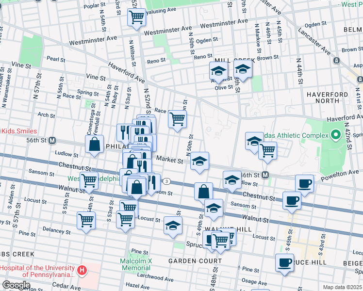 map of restaurants, bars, coffee shops, grocery stores, and more near 12 Farson Street in Philadelphia