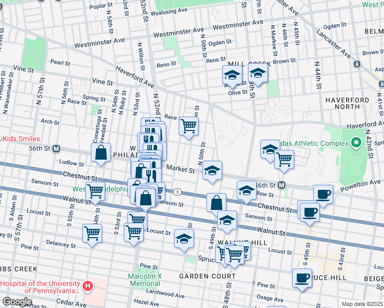 map of restaurants, bars, coffee shops, grocery stores, and more near 12 Farson Street in Philadelphia