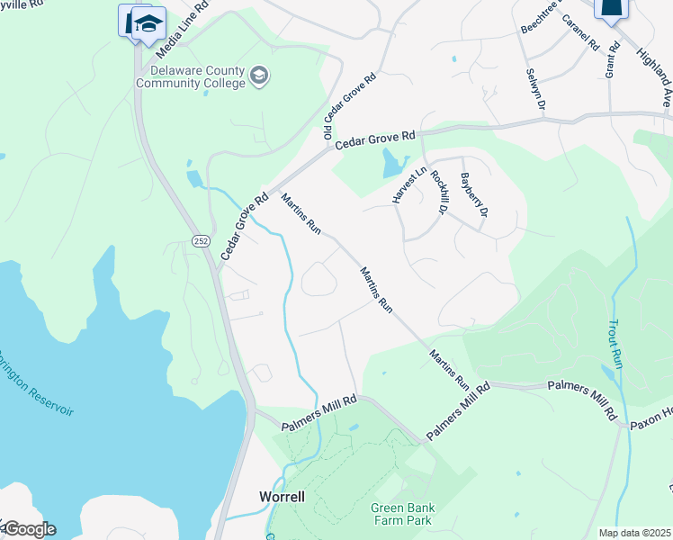 map of restaurants, bars, coffee shops, grocery stores, and more near 25 Jonathan Morris Circle in Media