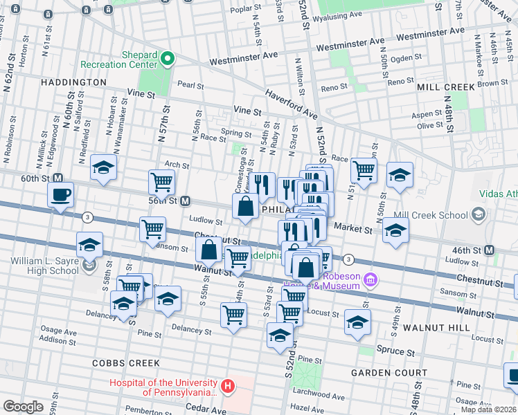 map of restaurants, bars, coffee shops, grocery stores, and more near in Philadelphia