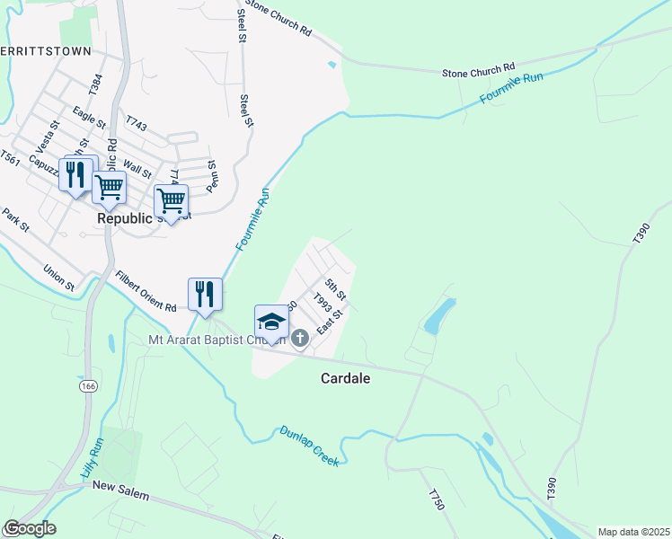 map of restaurants, bars, coffee shops, grocery stores, and more near 2010 5th Street in Cardale