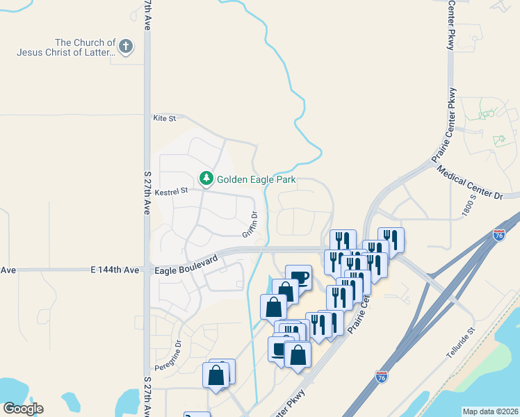 map of restaurants, bars, coffee shops, grocery stores, and more near 1901 Griffin Drive in Brighton