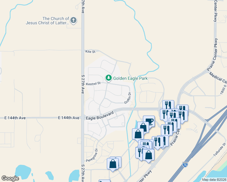 map of restaurants, bars, coffee shops, grocery stores, and more near 2965 Merlin Drive in Brighton