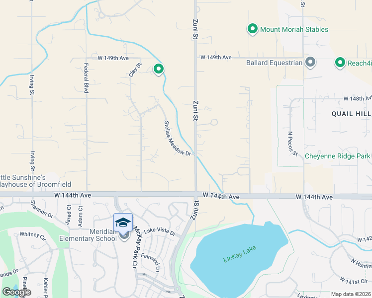map of restaurants, bars, coffee shops, grocery stores, and more near 14521 Stellas Meadow Drive in Broomfield
