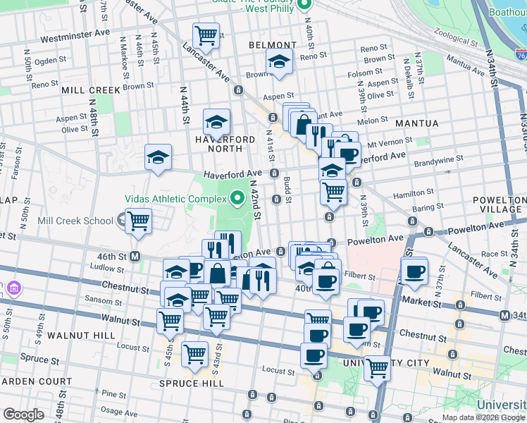 map of restaurants, bars, coffee shops, grocery stores, and more near in Philadelphia