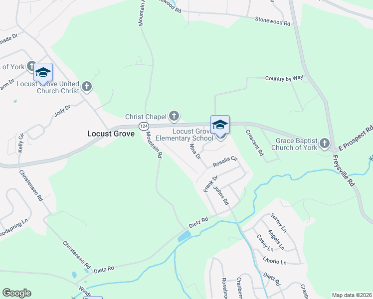 map of restaurants, bars, coffee shops, grocery stores, and more near 1260 Golden Way in York