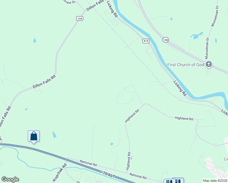 map of restaurants, bars, coffee shops, grocery stores, and more near 930 Ivy Drive in Zanesville