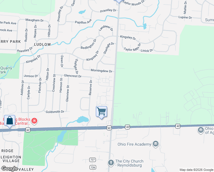 map of restaurants, bars, coffee shops, grocery stores, and more near 9370 Taylor Road in Reynoldsburg