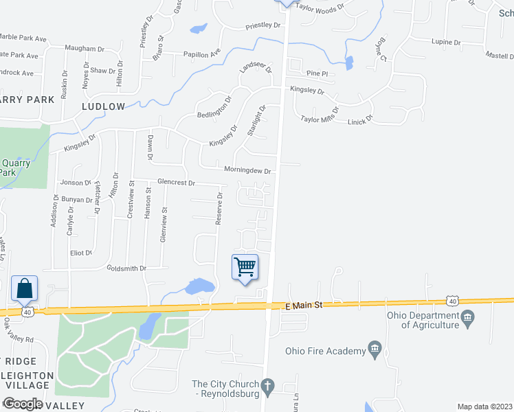 map of restaurants, bars, coffee shops, grocery stores, and more near 8500 Taylor Road Southwest in Reynoldsburg