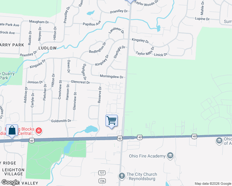 map of restaurants, bars, coffee shops, grocery stores, and more near 8500 Taylor Road Southwest in Reynoldsburg