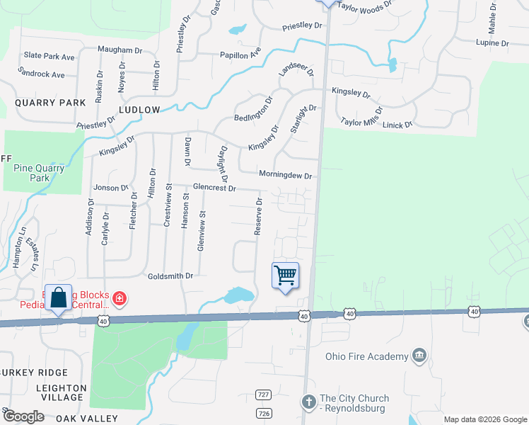 map of restaurants, bars, coffee shops, grocery stores, and more near 1290 Reserve Drive in Reynoldsburg