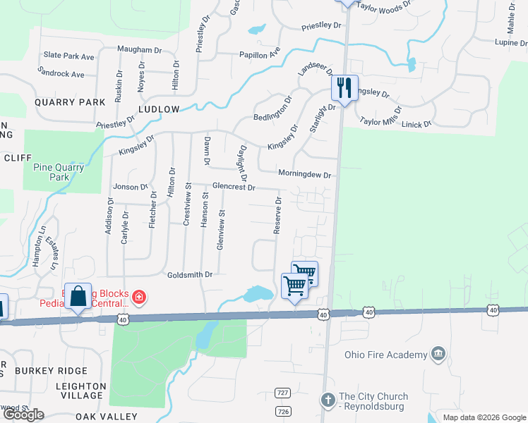 map of restaurants, bars, coffee shops, grocery stores, and more near 8365 Emerick Close in Reynoldsburg