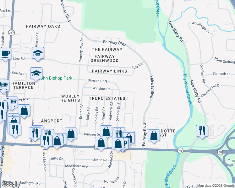 map of restaurants, bars, coffee shops, grocery stores, and more near 879 Dimson Drive North in Whitehall