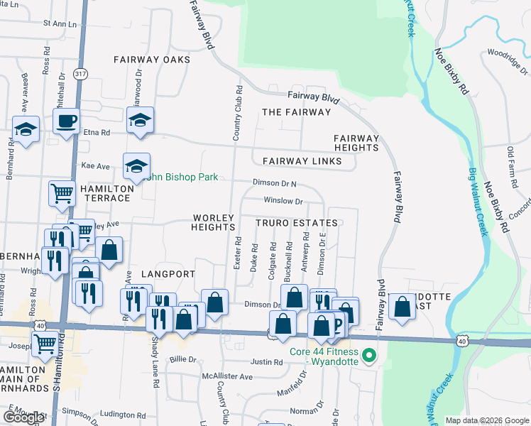 map of restaurants, bars, coffee shops, grocery stores, and more near 873 Colgate Road in Columbus