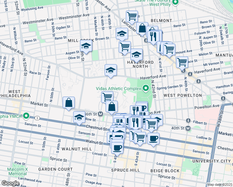 map of restaurants, bars, coffee shops, grocery stores, and more near 30 Rudy Robinson Way in Philadelphia