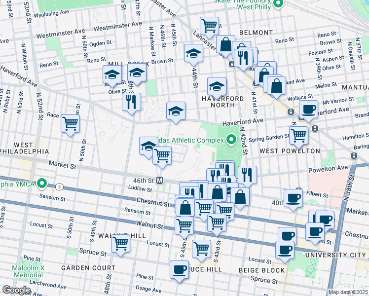 map of restaurants, bars, coffee shops, grocery stores, and more near 30 Rudy Robinson Way in Philadelphia