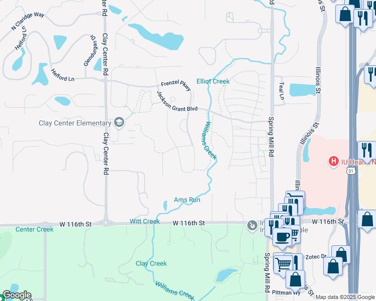 map of restaurants, bars, coffee shops, grocery stores, and more near 12236 King Richard Drive in Carmel