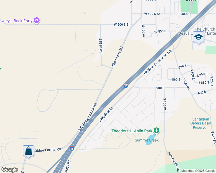 map of restaurants, bars, coffee shops, grocery stores, and more near 901 West 900 South in Santaquin