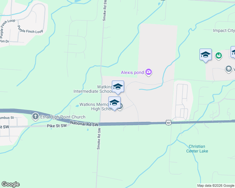 map of restaurants, bars, coffee shops, grocery stores, and more near 8997 Smoke Road Southwest in Pataskala