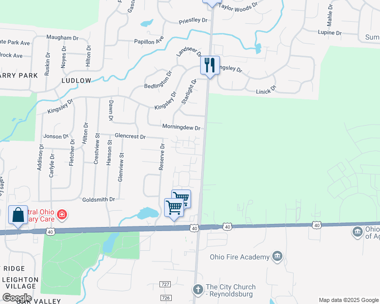 map of restaurants, bars, coffee shops, grocery stores, and more near 1190 Sanderling Drive in Reynoldsburg