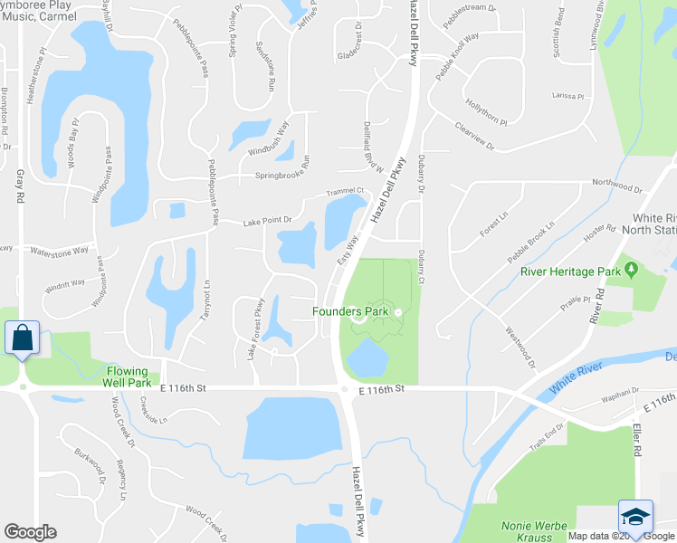 map of restaurants, bars, coffee shops, grocery stores, and more near 11893 Esty Way in Carmel