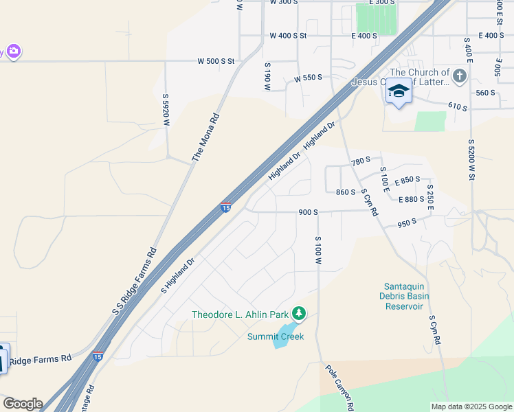 map of restaurants, bars, coffee shops, grocery stores, and more near 895 South Brubaker Way in Santaquin