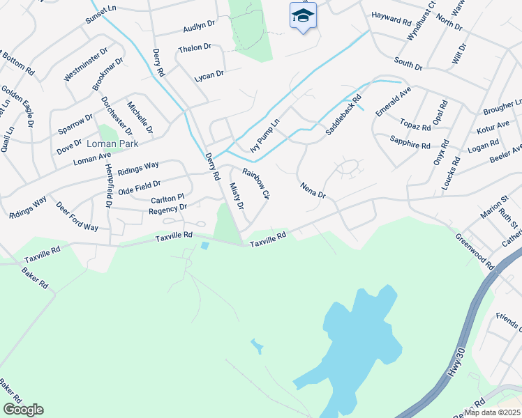 map of restaurants, bars, coffee shops, grocery stores, and more near 1690 Rainbow Circle in Shiloh