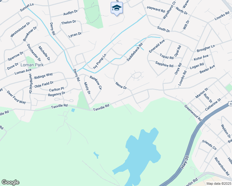 map of restaurants, bars, coffee shops, grocery stores, and more near 1485 Huntley Court in York
