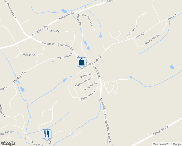 map of restaurants, bars, coffee shops, grocery stores, and more near 1512 Rome Road in West Chester