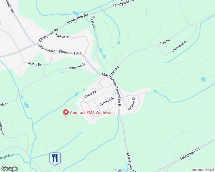 map of restaurants, bars, coffee shops, grocery stores, and more near 1512 Rome Road in West Chester