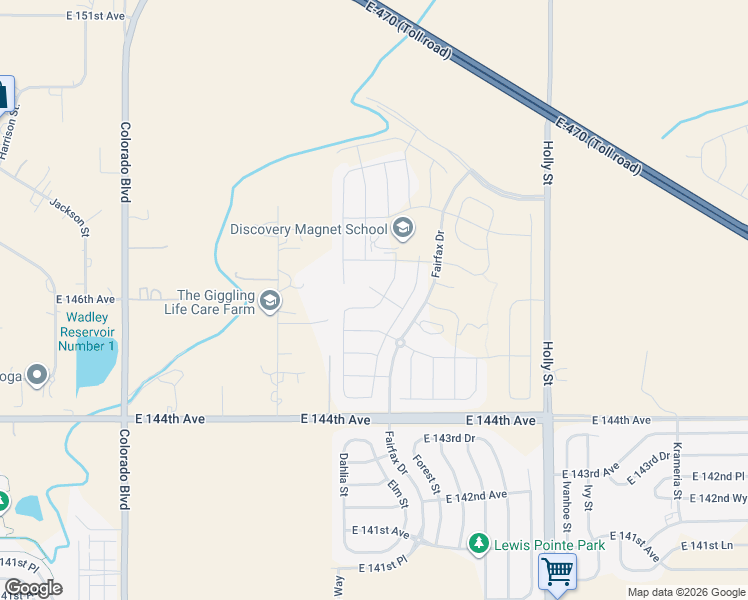 map of restaurants, bars, coffee shops, grocery stores, and more near 14587 Eudora Street in Thornton
