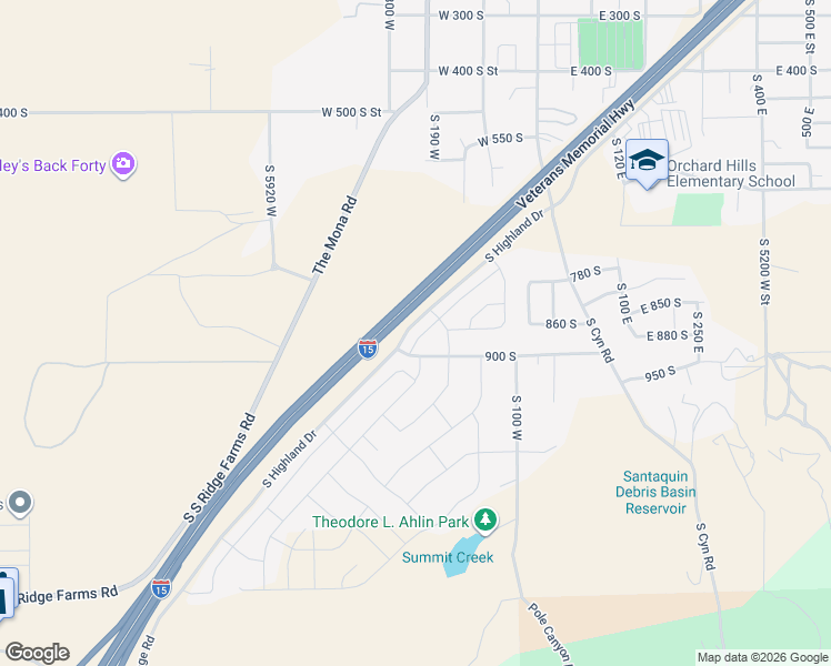 map of restaurants, bars, coffee shops, grocery stores, and more near 880 South Brubaker Way in Santaquin
