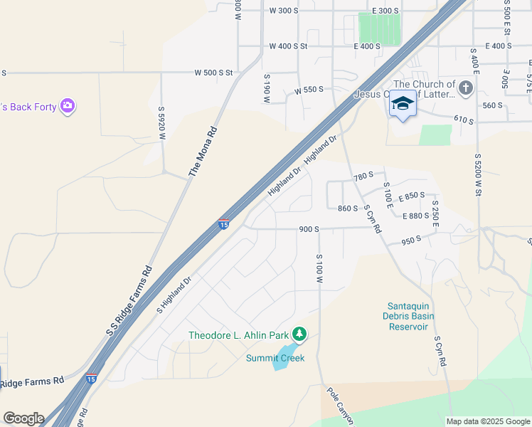 map of restaurants, bars, coffee shops, grocery stores, and more near 879 South Brubaker Way in Santaquin
