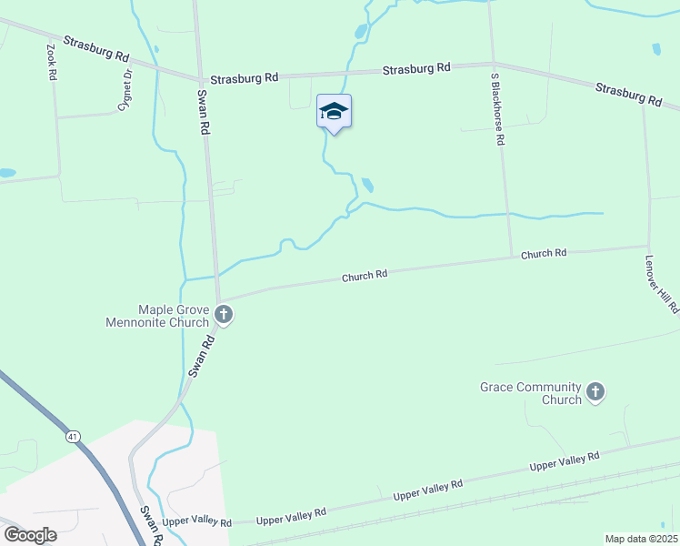 map of restaurants, bars, coffee shops, grocery stores, and more near 4951 Church Road in Atglen